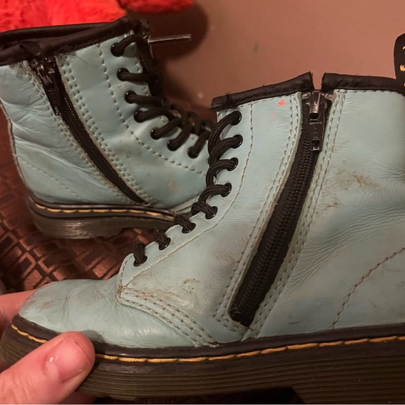 Dr. Martens Toddler Size 9c Light Teal Aqua Lace-Up Zip Combat Boots - Picture 5 of 5